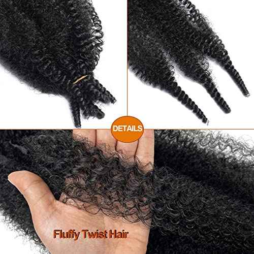 Marley Twist Braiding Hair 16 Inch Springy Afro Twist Hair 3 Packs Kinky Twist Hair for Braiding 1B Black Spring Twists Hair Curly Braiding Hair Extension for Black Women