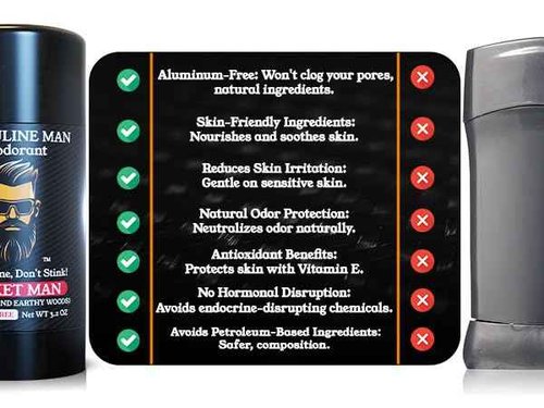 MASCULINE MAN Deodorant for Men - Aluminum Free Mens Deodorant - Travel Size Natural Deodorants - Sweat Protection for Underarm - Stain-Free Stick Deodorants - Made in USA, 3.2oz (Pack of 4, The Box)