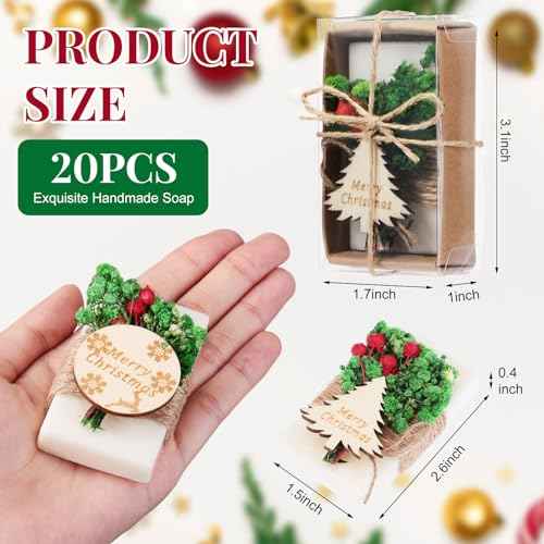 20 Pack Christmas Mini Soap Favors Bulk Handmade Christmas Scented Soap Wedding Party Favors Gifts Baby Shower Bridal Shower Gifts for Guests(1.7 x 3.15 Inch,Rectangle)