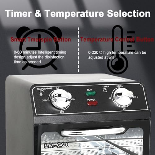 Nail Tool Sterilizer with Timer 8L Multifunctional High Temperature Dry Box Stainless Steel with 1 Stainless Tray for Nail Tools, Tweezers, Other Metal Equipment