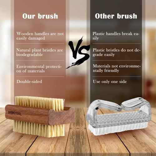 Acacia Wood Nail Brush, 2 Pack Wooden Nail Scrub Brush for Fingernail cleaning,Natural Finger Nail Brush to Clean Under Nails