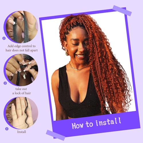 350 Human Hair for Boho Braids 26 Inch Boho Hair for Braiding 2 Bundles 110g 12A Ginger Curly Boho Braids for Human Hair Bulk (Ginger350, 26inch)