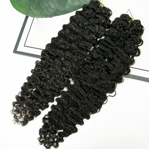 BLG Pre Looped Human Crochet Hair Knotless Pre-Separated Crochet Human Hair Extensions 18 Inch 60g Burmese Water Wave Invisible Feather Extension Real Human HairCurly Micro Link Crochet Hair