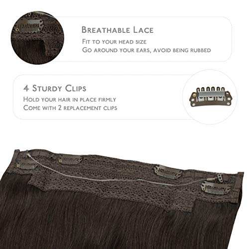 WENNALIFE Wire Hair Extensions (Increase 50% Lifespan) Real Human Hair 16 inch 95g Dark Brown Remy Hair Invisible Transparent Wire Fish Line Straight Reusable Natural Extensiones De Cabello Humano