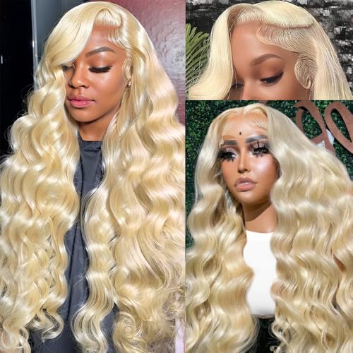 Blonde Wig Human Hair 613 13x6 Lace Front Wig Human Hair 200% Density Body Wave Blonde Lace Front Wigs Pre Plucked Glueless 613 HD Lace Frontal Wigs 22 Inch