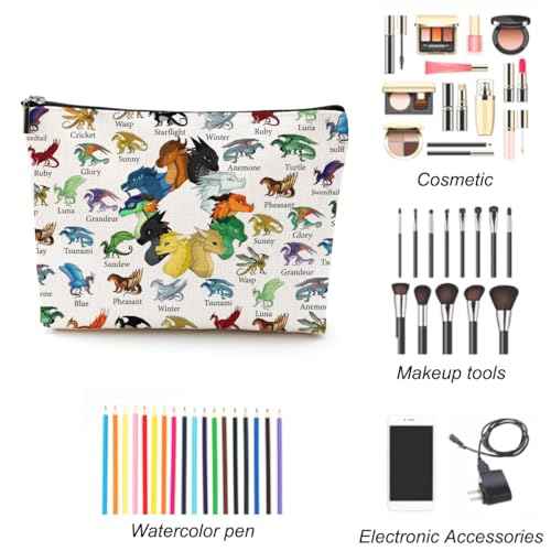 LONGXIN Wings Dragon Darkstalker Cosmetic Make up Bag Wing Dragons Inspired Gift Dragon Tribes Gifts Wings Bookish Merch Makeup Zipper Pouch Bag