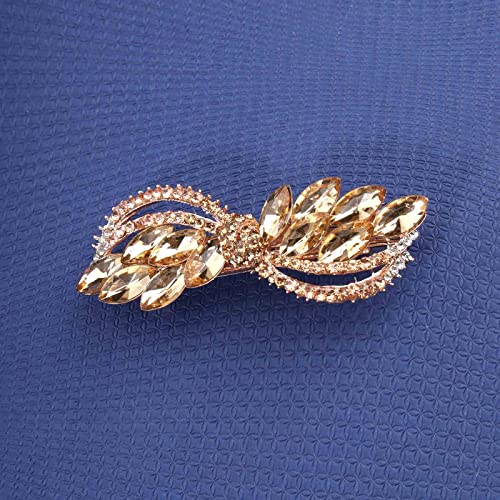 Vintage Crystal Hair Clip Gold Rhinestone Hair Barrette Sparkle Cz Head Clip Crystal Wedding Headpieces Bridal Hair Accessories for Women and Girls