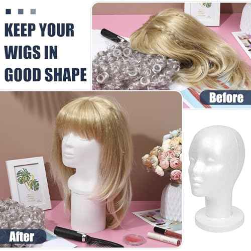 STUDIO LIMITED 11.4-Inch Styrofoam Mannequin Head (1 Pack) - White Foam Wig Stand for Wigs, Hats, Masks, Hairpieces, Arts, Crafts, DIY Projects, Salon Display, and Travel Use