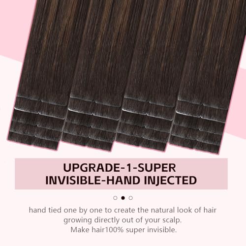 3rd-Generation Pro3.0 Invisible Tape in Hair Extensions Human Hair #2/6/18 Dark Brown to Dirty Blonde 20pcs 40g 18inch Insert Hand-Tied Remy Invisi Edge Tape ins Extensions£¨#2/6/18-18inch£©