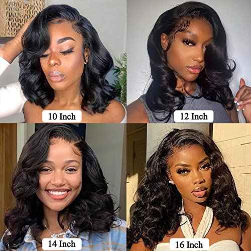 Wavy Bob Wig Human Hair 13x4 Lace Front Wigs Human Hair Pre Plucked Glueless Wigs Human Hair 12 Inch Short Bob Wigs Brazilian Body Loose Wave Wear and Go Human Hair Wig