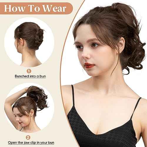 CJL HAIR Claw Clip Short Ponytail Hair Extensions DIY Bendable Metals Messy Bun Hair Piece for Wonen Wavy Curly Synthetic Fake Hairpieces Gloden Blonde and Beach Blonde Tips