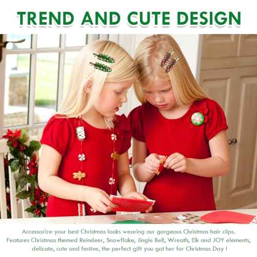 Christmas Hair Clip - 5 Pairs Cute Snowflake Christmas Tree Hair Barrettes Santa Claus Hairpin for Christmas Festive Hair Accessory
