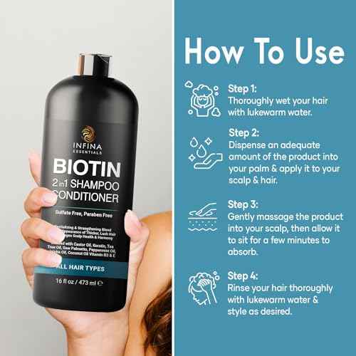 Biotin 2-in-1 Shampoo and Conditioner for Men & Women ? Hair Thickening & Strengthening Shampoo with Saw Palmetto, Keratin, Caffeine & Vitamin E ? Convenient Daily Use ? 16 fl oz