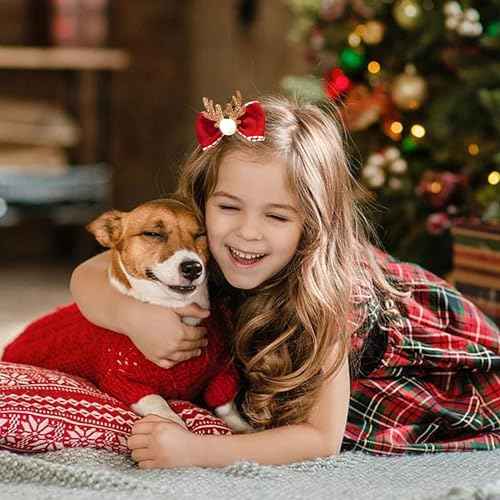 Beleki Christmas Hair Clips for Girls 2PCS Glitter Antler Hair Clip Grosgrain Hair Bows Hairpins Women Hair Accessories Christmas Gift for Girls Kids