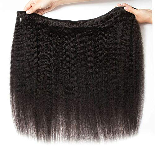 Kinky Straight Human Hair Bundles 100% Unprocessed Brazilian Remy Soft Yaki 3 Bundles Human Hair (12 14 16 Inch)