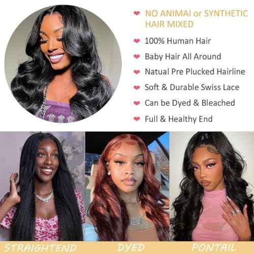 Body Wave Lace Front Wigs Human Hair Wide Lace 180 Density Human Hair Wigs 13x4 Human Hair Lace Front Wigs Pre Plucked 20 Inches Natural Color