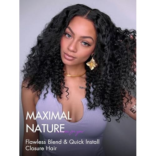 LUVME 14 Inch Deep Wave HD Lace Frontal Closure - 13x4 Ear to Ear, 100% Unprocessed Brazilian Virgin Human Hair, 150% Density Deep Curly