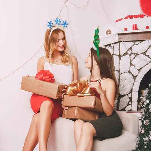 Poen 2 Pcs Christmas Headbands Snowflake Xmas Tree Headband Holiday Head Topper for Adults Women Men Gifts Party Favors