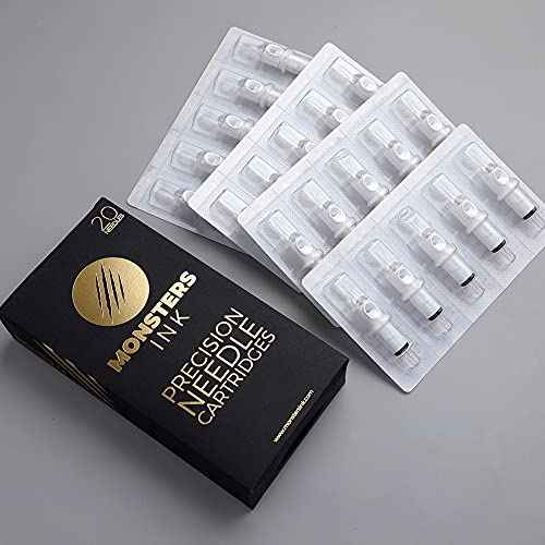 Monsters Ink Round Shader Tattoo Needles Cartridge for Tattoo Machine, 20 pcs (11 Round Shader 0.30mm)