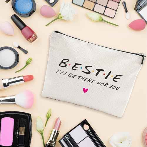 NYCTUG Cosmetic Bag For Friends, I'll Be There For You, Minimalist Makeup Bag£¬Travel Storage Bag, Small Zipper Pouch, Birthday Gift For Bestie£¬Thanksgiving Christmas£¬Women Accessories-A14