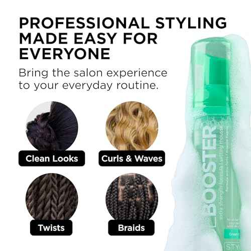 Style Factor EDGE BOOSTER Extra Strength Setting Mousse Travel Size ? Frizz Control, Extra Volume, and Conditioning ? 2.5oz Pink Beryl Mousse for Curly Hair