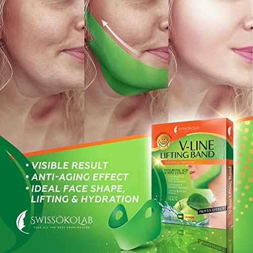 SWISS?KOLAB V shape lifting up Face Mask Chin Up Patch Double Chin Reducer Chin Contour Tightening Firming Face Lift Tape Mask V-Line Neck Lifting Patches V Shaped Slimming Face Mask 5 pcs