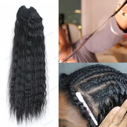 Feather Crochet Human Hair Extensions Wet and Wavy Knotless Pre-Separated Crochet Hair Extensions Human Hair With String In The Middle Braid 16inch 60g
