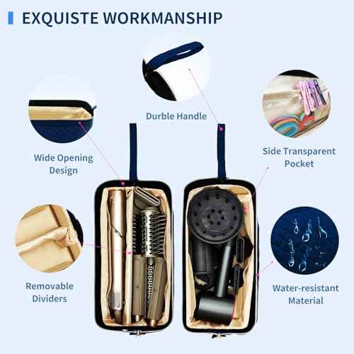 Hair Tools Travel Bag for Shark Flexstyle, Portable Shark Hair Dryer Case, Waterproof Dustproof Shockproof Flat Curling Iron Travel Organizer, Blue