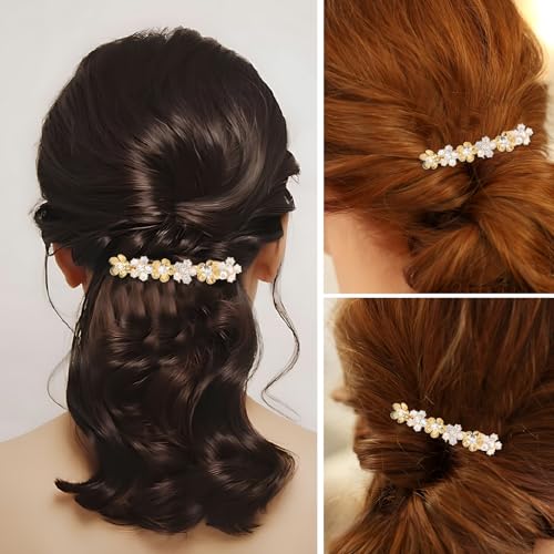 Hair Clips Barrettes Flower Gold Silver Rhinestone Diamond Wedding Bridal Short Cute Hair Clips Barrettes Fashion Accessories for Women Girls Thin Thick Hair