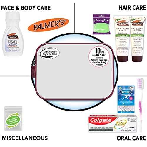 Convenience Kits International Women's Multicultural 10 PC Grooming/Hygiene Travel Kit Featuring: Palmer's Travel-Size Hair & Body Products, Beige, (23AZ)