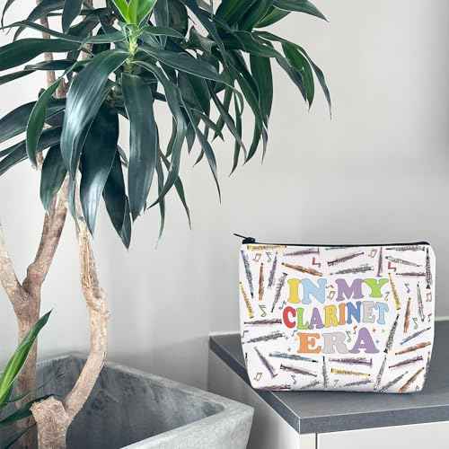 WCGXKO Clarinet Player Gift In My Clarinet Era Music Lover Zipper Pouch Makeup Bag (B-ClarinetEra), beige