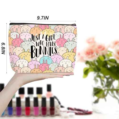 Cute Bunnies Makeup Bag Bunny Gifts Cosmetic Travel Bag Bunny Accessories Decor Stuff for Animal Bunnies Lovers Women Breeder Coworker Girls Best Friend Funny Skincare Bags for Christmas Birthday