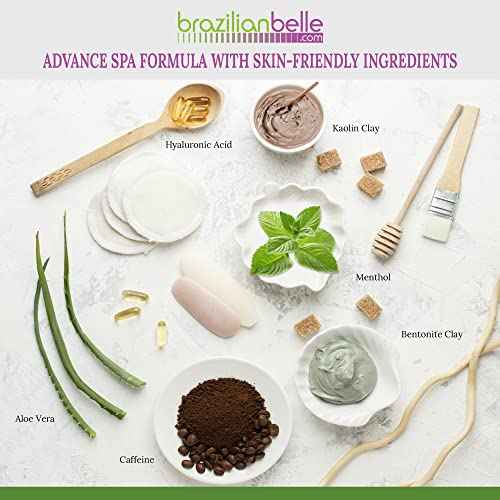 Brazilian Belle Detox Clay Body Wraps for Body Firming & Skin Tightening ? Anti-Cellulite Stomach Wraps with Bentonite Clay & Aloe Vera ? Complete Firming Cream Skincare Kit with up to 12 Applications