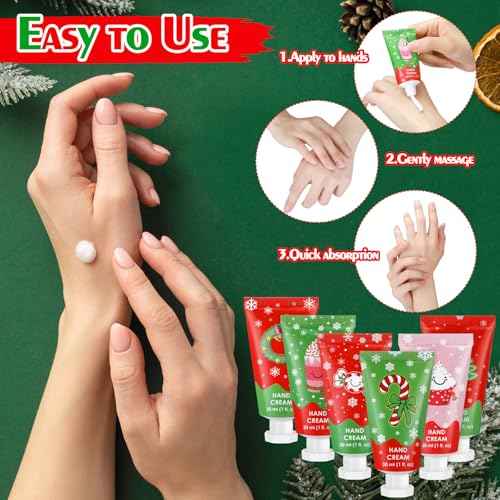 Loopeer 12 Pcs Christmas Hand Cream Gifts Bulk Christmas Mini Hand Lotion Xmas Stocking Stuffers Gifts Travel Size Mini Creams Moisturizer Cream Xmas Party Favors for Dry Skin Women Men Mom Employee