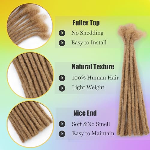 14 Inch Honey Blonde Loc Extensions Human Hair 30 Strands 0.6cm Dreadlock Human Hair Dread Locks Extensions for Men/Women/Kids 27#