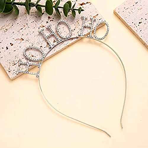 Christmas Rhinestone Headbands Xmas Crystal HOHOHO Hair Hoops Christmas Party Headdress Hair Accessory for Women Girls