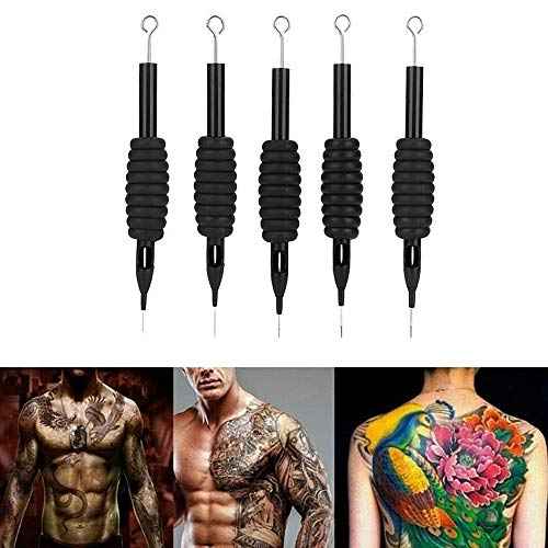 Tattoo Needles and Tubes Combo - 20Pcs Disposable Tattoo Tubes with Matching Mixed Tattoo Needles 3RL 5RL 7RL 9RL 5RS 7RS 9RS 5M1 7M1 9M1 for Tattoo Supplies Tattoo Machine (Black+Black-20pcs)