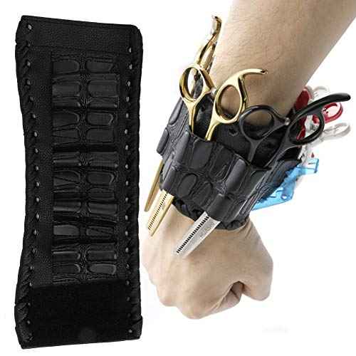 Hairdressing Tool Kit, PU Leather Scissors Holster, PU Leather Scissors Bag Wristband, Scissor Pouch Holster for Hairdressers (1#)