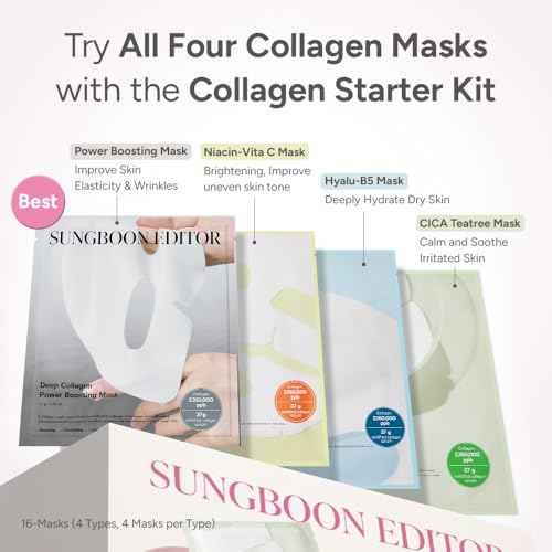 SUNGBOON EDITOR Deep Collagen STARTER KIT, Real Collagen 2,160,000ppb | Glass Skin, Elasticity, Moisturizing, Calming, Uneven Skin, Overnight Face Mask,TikTok trend items, Korean Skin Care, 37gx16ea