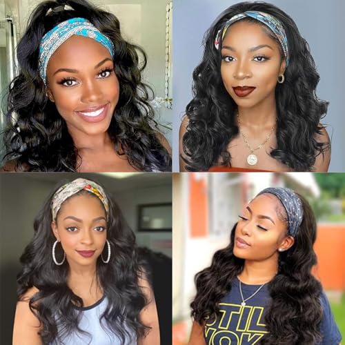 Headband Wig Human Hair Body Wave Headband Wigs for Black Women human hair glueless Wear and Go Glueless Wig 100% Brazilian Virgin Human Hair Headband wig 150% Density (20inch)