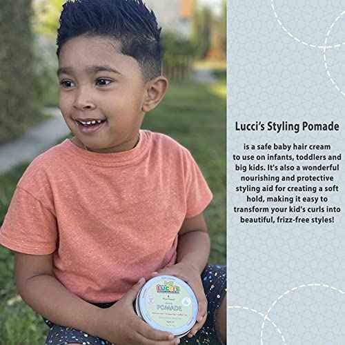 LUCCI¡¯S CHILDRENS GROOMING SUPPLY Baby Hair Gel ? 5oz Plant-Based Styling Hair Pomade for Infants ? No Parabens or Sulphates ? Medium Shine and Strong Hold Hair Paste for Kids