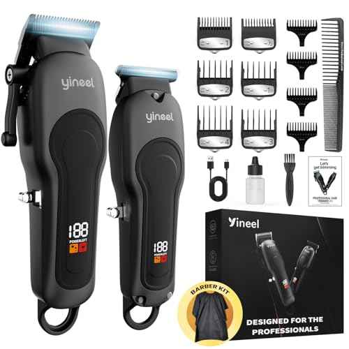 Yineel Hair Clippers for Men, Professional Cordless Clippers & Trimmer Set, Super Quiet, Clippers for Hair Cutting Kit with LED Display, Gift for Men Women Barber Kid