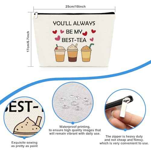 Bestie Gifts for Women Best Friends Makeup Bag Friendship Gifts for Bestie BFF Sister Cosmetic Bag Best Friends Birthday Christmas Graduation Gift for Her Tea Lover Travel Toiletry Pouch
