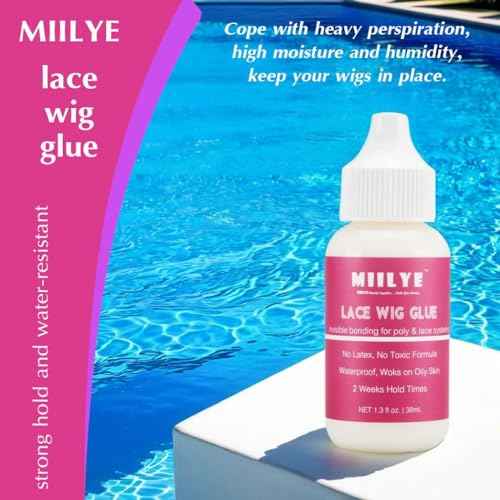 MIILYE Wig Glue for Front Lace Wig Install Kit with Adhesive Remover, Melting Band, Stocking Caps, Strong Hold Lace Front Glue, Invisible Bond Hair Adhesive, White