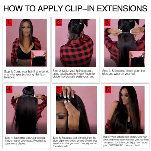 ORIGEN Clip in Hair Extensions Real Human Hair Clips ins Remy Hair Extensions for Women Full Head Dark Brown 120g 16 Clips 7 Pcs 16 Inches