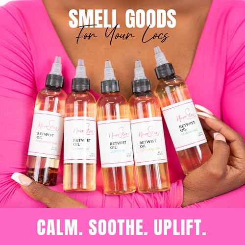 NappStar Retwist Oil, Peppermint Rose Scented Smell Good Loc Oil, Aromatic Hair Care for Dreadlocks with Moisturizing Base, 4 Fl Oz