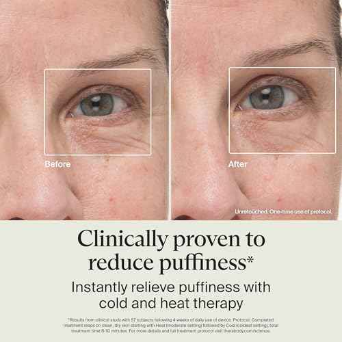 Therabody TheraFace Depuffing Wand ? Cold and Heat Skincare Treatment to Depuff and Glow; Beauty Wand, Face Roller and Eye Massager for Eye Puffiness, Dark Circles and Skin Radiance (White)
