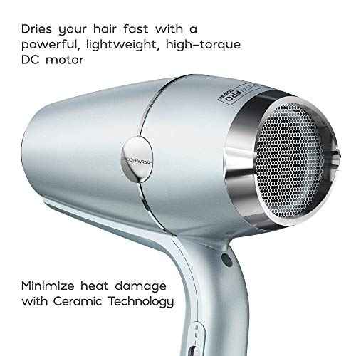 INFINITIPRO BY CONAIR SmoothWrap Hair Dryer with Diffuser | Blow Dryer for Less Frizz, More Volume and Body | With Advanced Plasma and Ceramic Technology | Mint