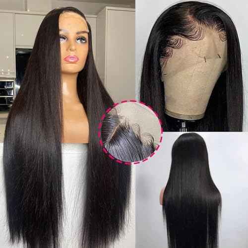 13x4 Lace Front Wigs Human Hair Pre Plucked with Baby Hair 220% Density 20inch HD Transparent Straight Lace Front Wigs Human Pre Plucked For Black Women Frontal Wigs Human Hair