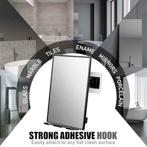 LFOYOU Shower Mirror for Shaving with 2 Replaceable Adhesive - Two Razor Holder, 360¡ÆRotation Adjustable Shaving Mirror with a Squeegee, Bathroom Razor Holder(Not Fogless)